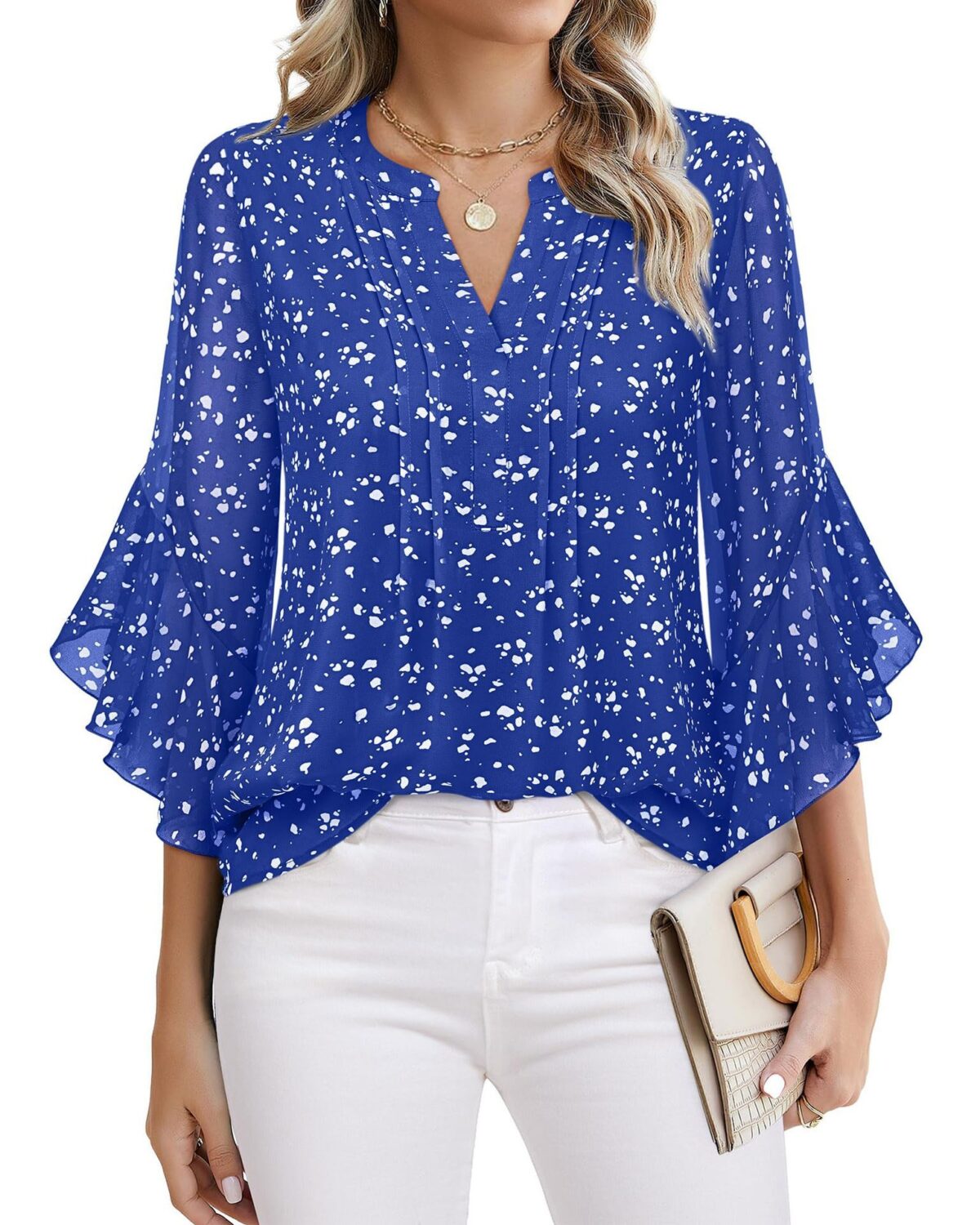 Lotus Leaf 34 Sleeve Top Solid Color Fashion - Image 10