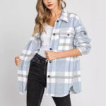 Women's Plaid Buckle Jacket Casual Fashion Long Sleeve Coat - Image 2