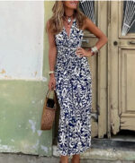 Ladies' V-neck Bohemian Floral Print Jumpsuit - Image 3