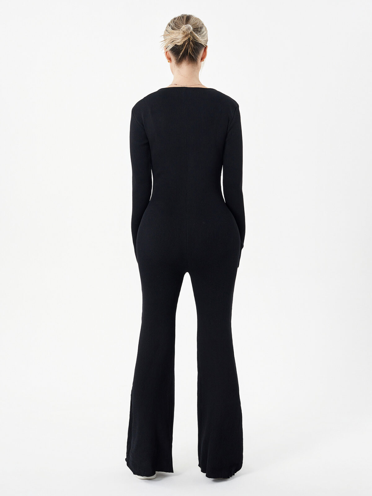 Zippered Round Neck Flared Trousers - Image 2