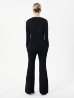 Zippered Round Neck Flared Trousers - Image 2