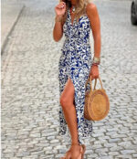 Ladies' V-neck Bohemian Floral Print Jumpsuit - Image 2