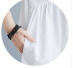 Literary Loose Plain Cotton And Linen Stand Collar Short Sleeves - Image 2