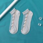 Women's Thin Spun Glass Lace Crystal Boat Socks - Image 7