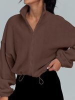 Women's Polar Fleece Sports Velvet Stand Collar Zipper Jacket - Image 6