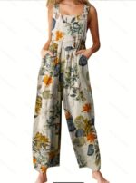 New Women's Ethnic Style Suspender Button Printing Jumpsuit - Image 3