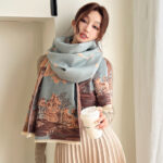 Vintage Plum Scarf Women's Artificial Cashmere Thickened Double-sided Student Shawl - Image 3