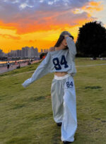 European And American Loose Casual Print Trousers Sweater Suit - Image 7