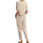 Women's Cotton And Linen Wide-leg Pants Suit - Image 5