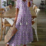 Women's Printed Medium Sleeve Long Dress - Image 10