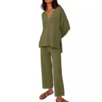 European And American Solid Color Fashion Loose Leisure Suit Two-piece Set - Image 4