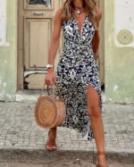 Ladies' V-neck Bohemian Floral Print Jumpsuit - Image 4