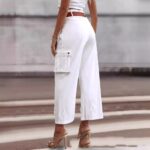 Women's Contrast Color Belt Trousers - Image 5