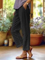 Women's Loose And Simple Solid Color Fashion Casual Pants Straight-leg Trousers - Image 4