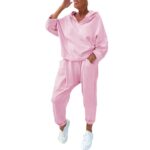 Women's Solid Color Hooded Sweatshirt Two-piece Set - Image 5