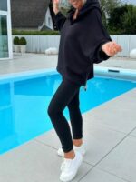 Women's Solid Color Hooded Sweatshirt Two-piece Set - Image 8