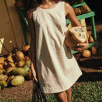 Women's Cotton Linen Vest Backless Solid Color Mini Dress - Image 4