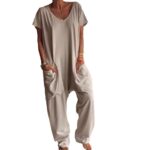 European And American Solid Color And V-neck Oversized Pocket Low-grade Jumpsuit - Image 5