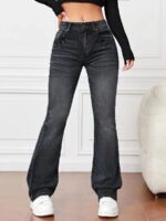 Denim High Waist Loose And Slimming Bootcut Trousers - Image 9