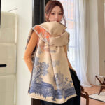 Vintage Plum Scarf Women's Artificial Cashmere Thickened Double-sided Student Shawl - Image 6