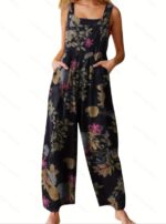 New Women's Ethnic Style Suspender Button Printing Jumpsuit - Image 4