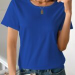 Casual Women's Round Neck Short Sleeve Sports Pure Cotton T-shirt