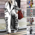 European And American Fashion Style Women's Autumn And Winter Print Long Coat With Long Sleeves