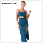 Women's Pure Color Halter Sleeveless Split Dress - Image 4