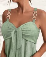 Women's Clothing Elegant Solid Color Metal Strap Pocket Short Casual Jumpsuit - Image 9