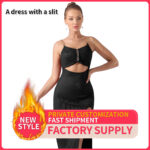 Women's Pure Color Halter Sleeveless Split Dress - Image 3