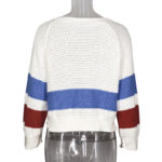 Women's Hollow-out Long Sleeve Color Matching Round Neck Pullover Loose Sweater - Image 4