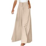 Women's Fashion Wide Leg Elastic Waistband Wide Leg High Waist Long Dress Pants - Image 4