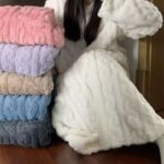 Winter Coral Fleece Sleepwear Women's Nightgown Long Night Dress Pajamas With Pockets Thickened Jacquard Dress Warm Home Clothes - Image 3