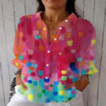Floral Print Long-sleeved Shirt Women's Casual Button Tops Clothing - Image 7