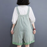 Fashion Striped Denim Straps Shorts - Image 4