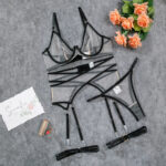 Nude Feel Breathable Mesh See-through Underwear Four-piece Set - Image 6