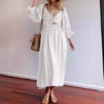 Women's Clothing V-neck Half Sleeves Front And Back Wearable Type Dress