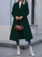 Autumn And Winter Long Coat For Women, Minimalist And Fashionable, Elegant For Commuting, Double-breasted Long-sleeve Faux Wool Long Women's Coat.
