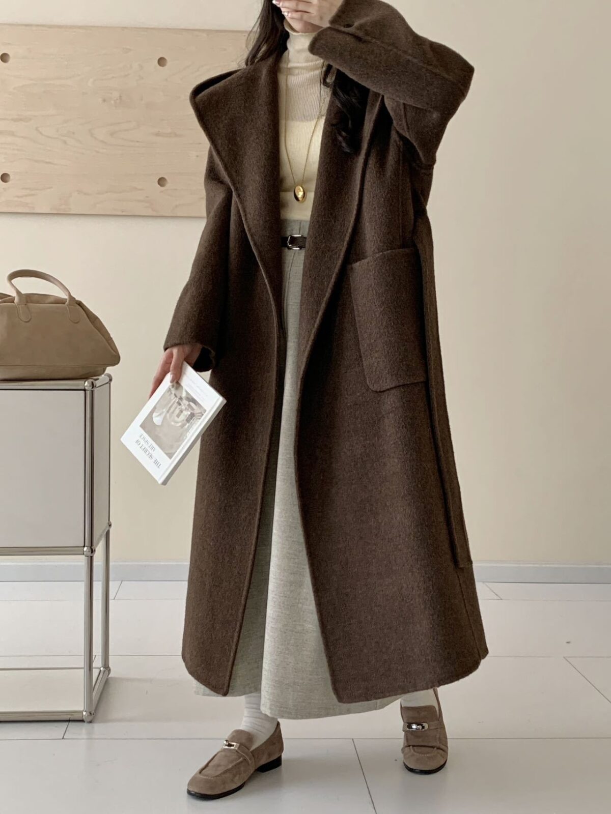 Women’s Hooded Wool Overcoat - Image 8
