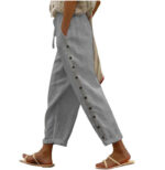 Women's Pants Elastic Waist Loose Casual Cropped Trousers - Image 8