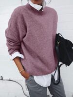 Fashion Long Sleeve Pullover Sweater Fall And Winter Fashion Solid Color Knitted Tops For Women Clothing - Image 6