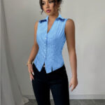 Summer European And American Temperament Striped Sleeveless Shirt - Image 7