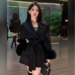 Cuff Detachable Fox Fur Cashmere Coat - Image 2