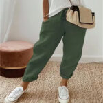 Women's Fashion Cotton Linen Solid Color Casual Pants - Image 3
