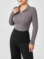 Fashion Long Sleeve Zipper Jumpsuit Seamless Slimming Shapewear For Women Romper - Image 10
