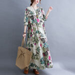 Literary Plus Size Printed Long Sleeve Dress - Image 2