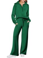 Leisure Sports Suit Long-sleeve Zipper Sweatshirt Wide Leg Pants Two-piece Set - Image 5