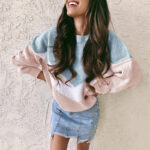 Women's Tricolor Inlaid Patchwork Knitted Sweater - Image 9