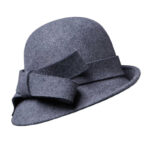 Women's French-style Elegant Retro Woolen Bowler Hat Curling Bow - Image 5