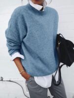 Fashion Long Sleeve Pullover Sweater Fall And Winter Fashion Solid Color Knitted Tops For Women Clothing - Image 5
